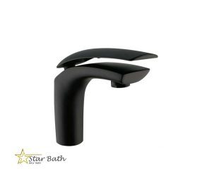 ברז אמבטיה דגם לורן קצר בגוון שחור ידית בשחור