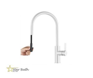 ברז למטבח יוקרתי נשלף דגם אליס בגוון לבן