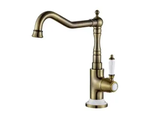 ברז פרח ענתיק גבוהה עם פיה מסתובבת דגם לביא גוון ברונזה