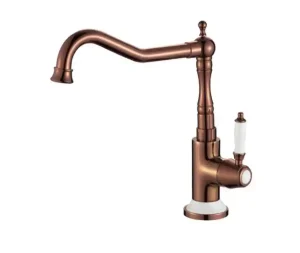 ברז פרח ענתיק גבוהה עם פיה מסתובבת דגם לביא גוון רוז גולד