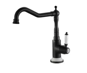 ברז פרח ענתיק גבוהה עם פיה מסתובבת דגם לביא גוון שחור מט