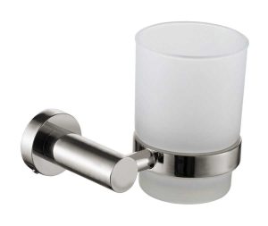 כוס עגולה למברשות שיניים לקיר מסדרת LEO בגוון ניקל מוברש