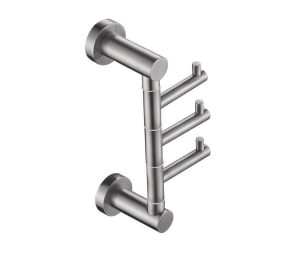 קולב שלישיה לתליית מגבות אמבטיה מסדרת LEO בגוון ניקל מוברש