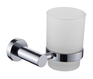 כוס עגולה למברשות שיניים לקיר מסדרת LEO בגוון ניקל מבריק