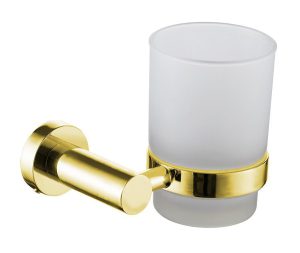כוס עגולה למברשות שיניים לקיר מסדרת LEO בגוון זהב מט