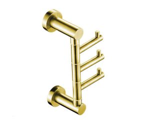 קולב שלישיה לתליית מגבות אמבטיה מסדרת LEO בגוון זהב מט