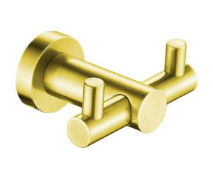 קולב זוגי לתליית מגבות אמבטיה מסדרת LEO בגוון זהב מט