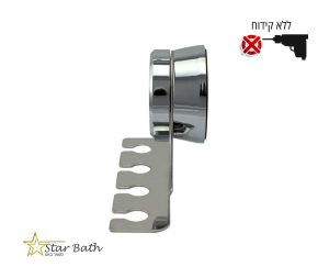 מחזיק למברשות שיניים ואקום ניקל מבריק