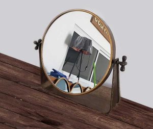 מראה שולחנית עגולה זהב