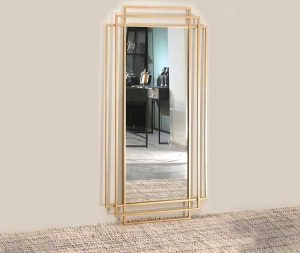 מראה מסגרת 3 מלבנים בגוון זהב גובה 1.40 מ'