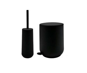 סט פח 5 ליטר טריקה שקטה ומברשת לאסלה שחור מט