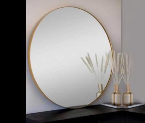 מראה עגולה במגוון קטרים מסגרת דקה זהב מט