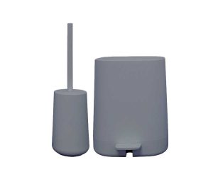 סט מונח מברשת אסלה ופח 4 ליטר בגוון אפור דגם דאלאס