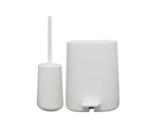 סט מונח מברשת אסלה ופח 4 ליטר בגוון לבן דגם דאלאס