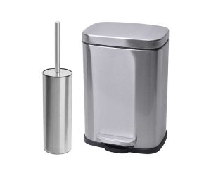 סט מברשת אסלה ופח לאמבטיה 5 ליטר בגוון מוברש