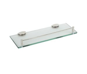 מדף זכוכית שקופה לאמבטיה 35 ס״מ בגימור ניקל מוברש