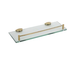 מדף זכוכית 35 ס"מ זכוכית שקופה גימור ברונזה