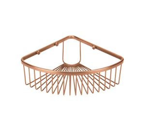 מדף רשת למקלחת מעוגלת פינתית לשמפו רוז גולד