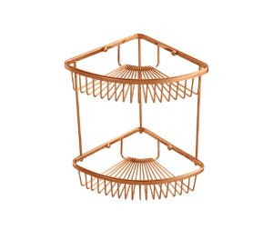 מדף רשת למקלחת פינתית כפולה רוז גולד