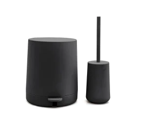 סט מונח מברשת אסלה ופח 4 ליטר בגוון שחור דגם NEW YORK