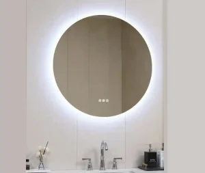 מראה מרחפת זכוכית קריסטל בלגית עם תאורת לד ורמקול