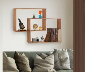 סט 2 מדפי עץ