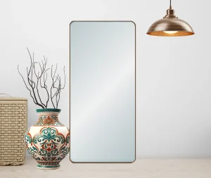 מראה גוף מלבנית עם מסגרת בגוון ברונזה