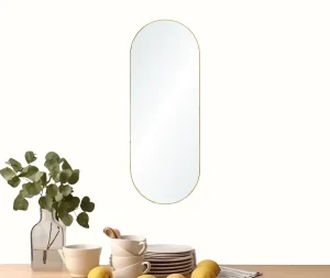 מראה קפסולה מסגרת דקה בגוון זהב