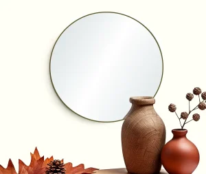 מראה עגולה מתכת דקה בגוון ברונזה