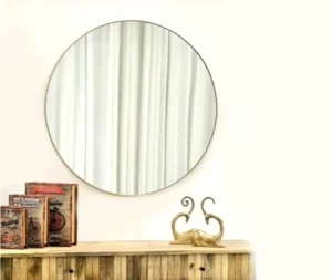 מראה עגולה מתכת דקה בגוון זהב