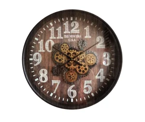 שעון גלגלים עץ מעוצב קוטר 60