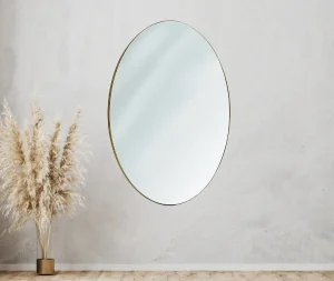 מראה אובלית מסגרת דקה בגוון ברונזה