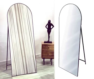 מראת גוף קשת עם רגל מסגרת דקה בשחור