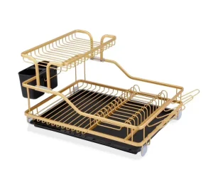 מתקן לייבוש כלים למטבח בגוון זהב