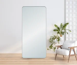 מראה גוף מלבנית עם מסגרת בגוון לבן