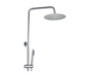 מוט רחצה למקלחת ראש גשם עגול בגוון ניקל מוברש