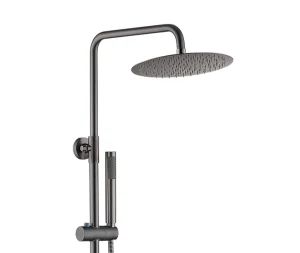 מוט רחצה למקלחת ראש גשם עגול בגוון גרפיט