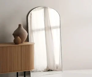 מראה גוף חצי מעוגלת רחבה בגוון לבן 80*180