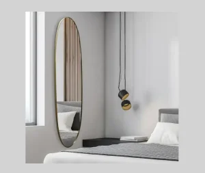 מראה אובלית צרה זהב 150X40