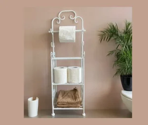 מתקן למגבות ונייר טואלט לבן