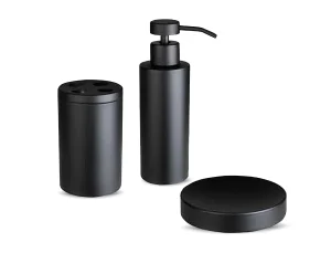 סט לאמבטיה סבוניה דיספנסר וכוס מברשות שיניים בצבע שחור