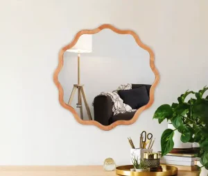 מראת עץ עגולה מסולסלת (מידות לבחירה)