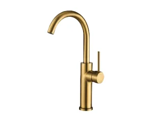 ברז אמבט גבוה פיה מסתובבת גוון זהב מט דגם  ג'ולייט