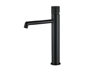 ברז אמבט גבוה ידית מחורצת גוון שחור מט דגם מן