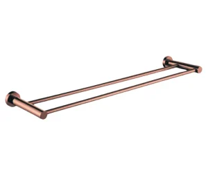 מוט כפול למגבות אמבטיה מסדרת LEO בגוון רוז גולד 45 | 60 | 80 ס"מ