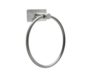 מתלה טבעת למגבת בהדבקה ללא קידוח ניקל מוברש