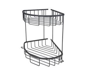 רשת פינתית למקלחת כפולה עם קולבים בגוון שחור מט