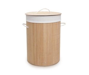 סל כביסה עגול עם מכסה מבמבוק