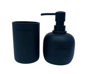 סט דיספנסר עגול ומעמד למברשת שיניים