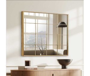 מראה ריבועים זהב 75X100